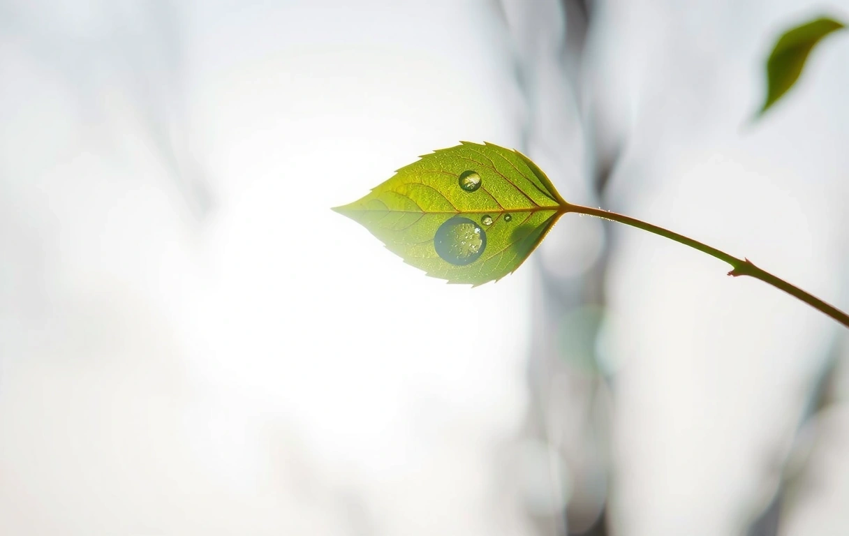 Morning dew on a leaf representing digital clarity
